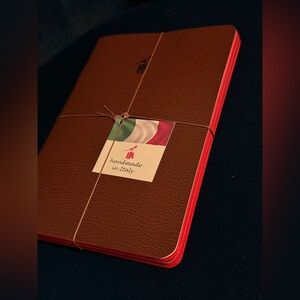 Italian Leather Bieffe Set of Three Journals Brown with Red leafing Notebooks